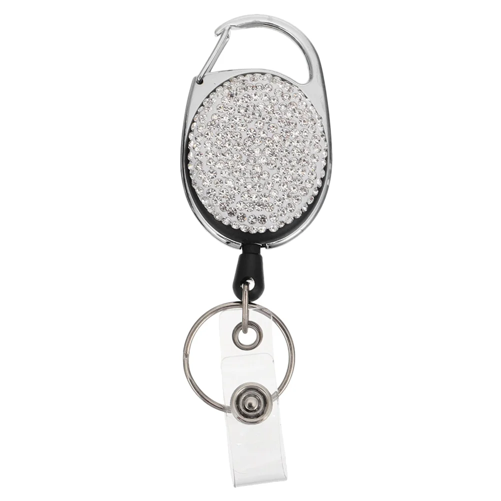 

Metal Key Carabiner Key Retractable Keychain ID Cards Badge Holder Reel Clip Heavy Duty Care Rhinestones Nurse Nursing Lanyard