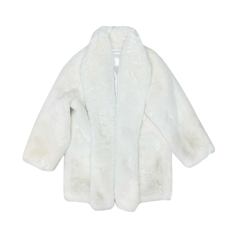 2022 Faux Fur Jacket Fashionable White Fur Coat Women's High Street Long Coat Casaco Neve Feminino Fell Jacke Abrigos Largos