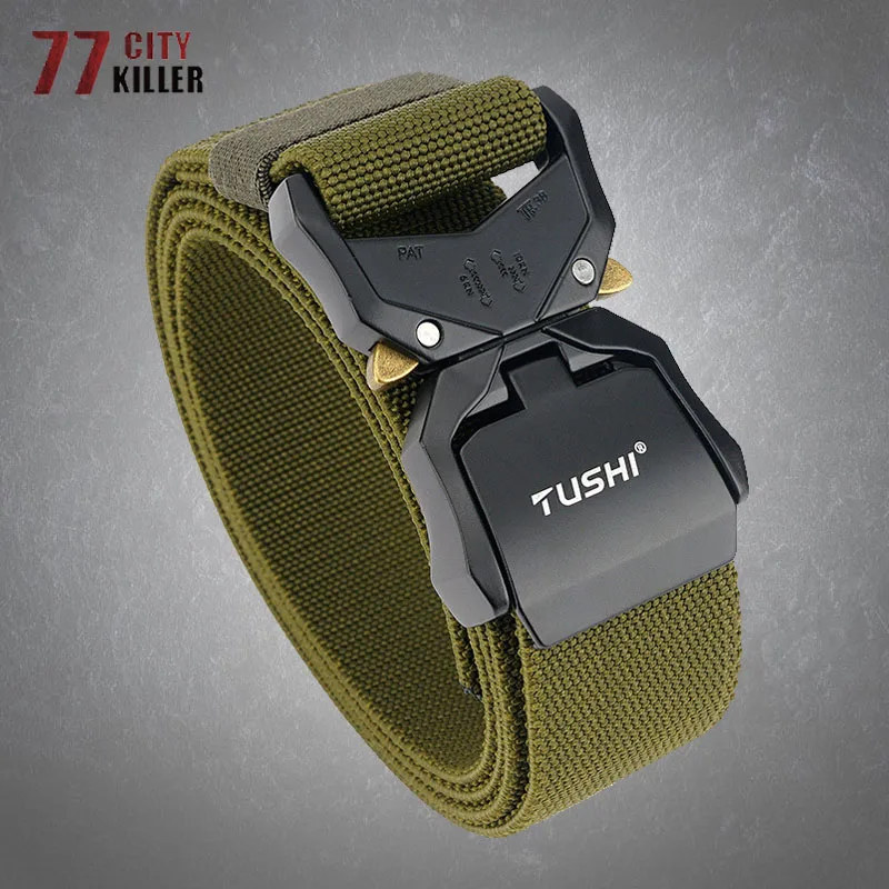New Tactical Belt Mens Metal Buckle Quick Release Nylon Waist Belt Male Military Army Combat Paintball Heavy Duty Gears Belts