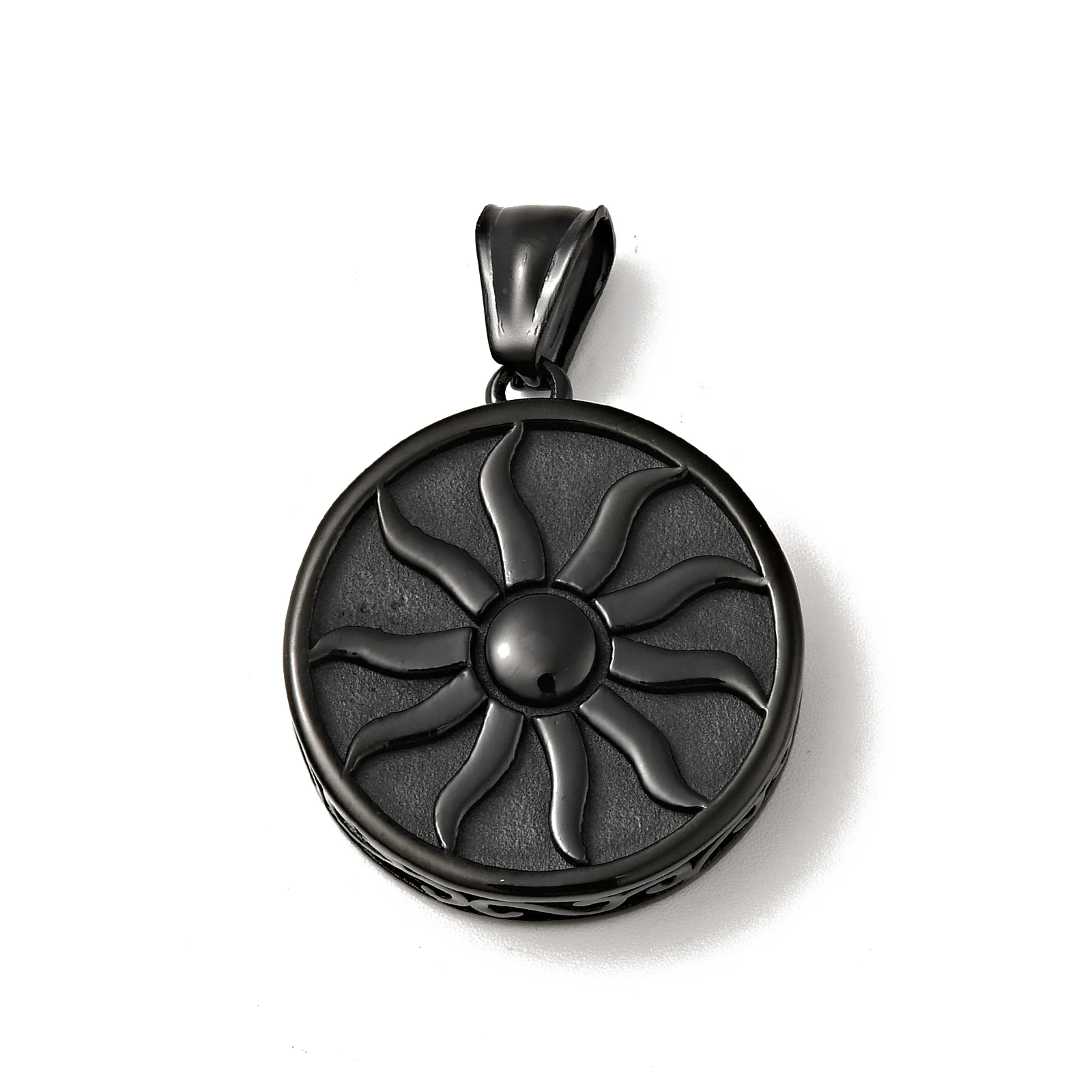

Pandahall 5Pcs Flat Round with Sun Stainless Steel Enamel Pendants with Stainless Steel Snap on Bail For Necklace Jewelry Making