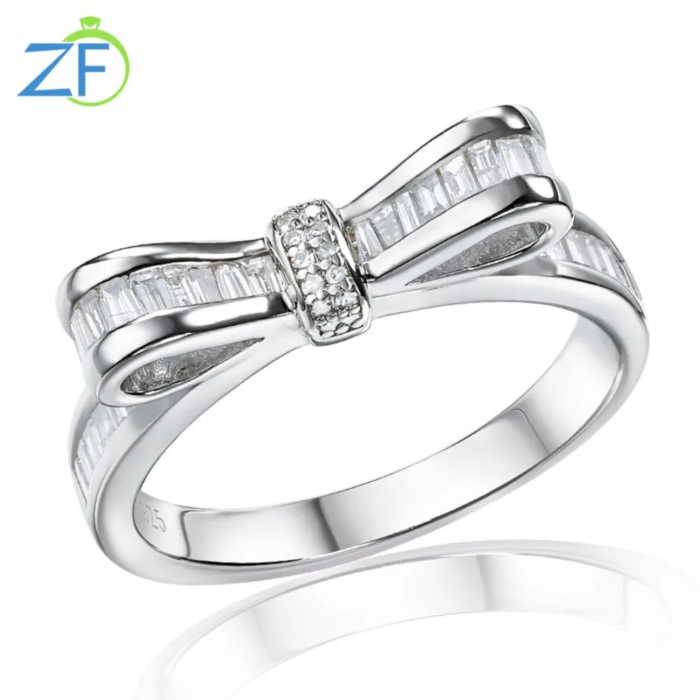 GZ ZONGFA Кольцо с бантом из натурального бриллианта 0 6 карата 925 пробы настоящие