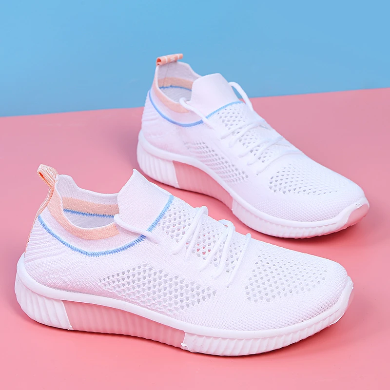 Женские белые кроссовки для бега летняя удобная женская обувь весны и осени