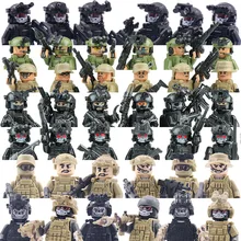 모던 시티 SWAT 고스트 코만도 특수 부대 육군 군인 피규어, 경찰 군사 무기 빌딩 블록 장난감, 어린이 선물