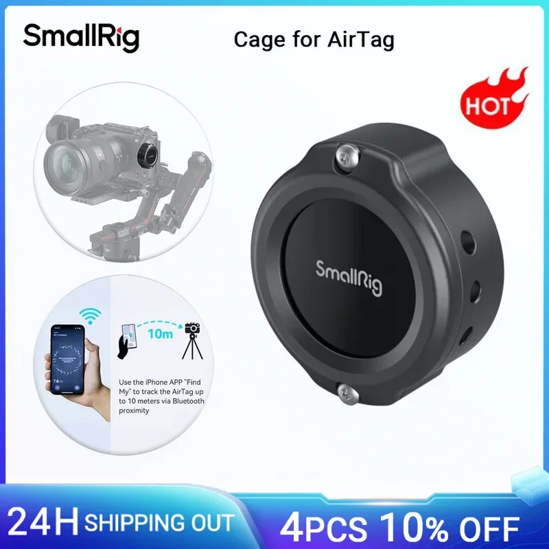Фото Клетка SmallRig для AirTag со сквозным слотом 18 мм и креплением с резьбовым отверстием 1/4 дюйма-20 AirTag на камере для трековых устройств MD4149 №1