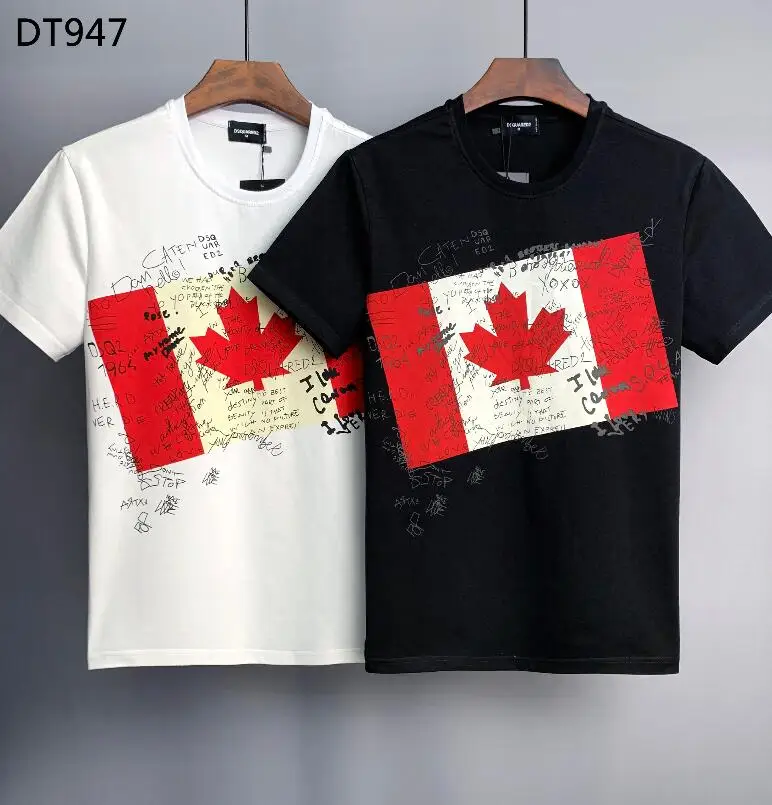 

2022 Harajuku Dsquared2 Cotton Letter Print Round Neck Couple Short Sleeve Shirt Tie Dye Casual Men's Top DT947