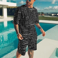 summer mens tracksuits oversized t shirts sets beach style letter print 2 piece fashion shorts tee casual top vintage 2022 new
