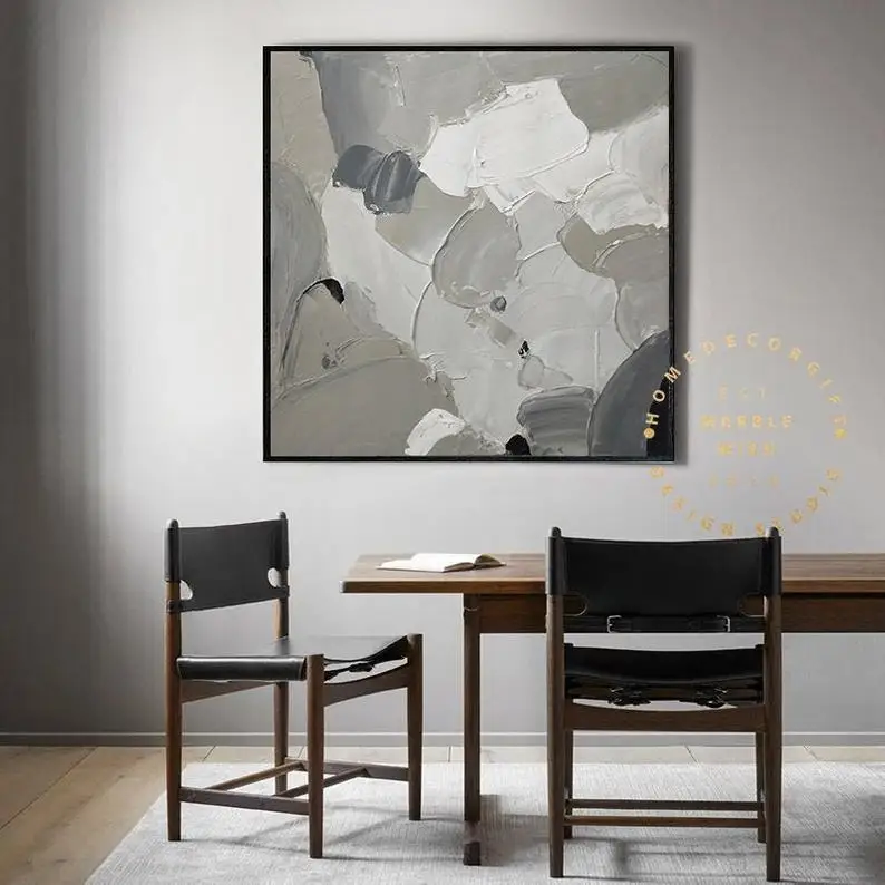 

Абстрактная абстрактная картина, нейтральная серая картина, Минималистичная текстурированная картина для гостиной