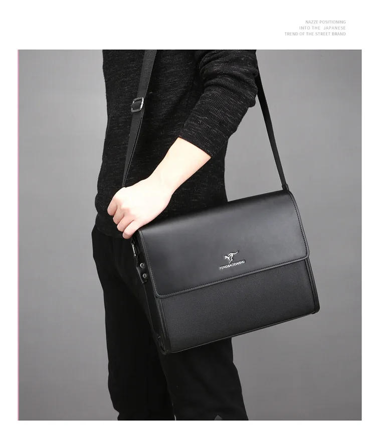 Fashion Men briefcases business Bag PU formal work bags Male Crossbody Messenger handbags