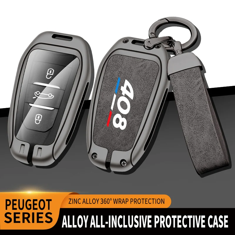 

Car TPU Zinc Alloy Key Case Bag For Peugeot 307 308 407 408 Car Key Chain Car Metal Key Shell Interior Decoration Accessories