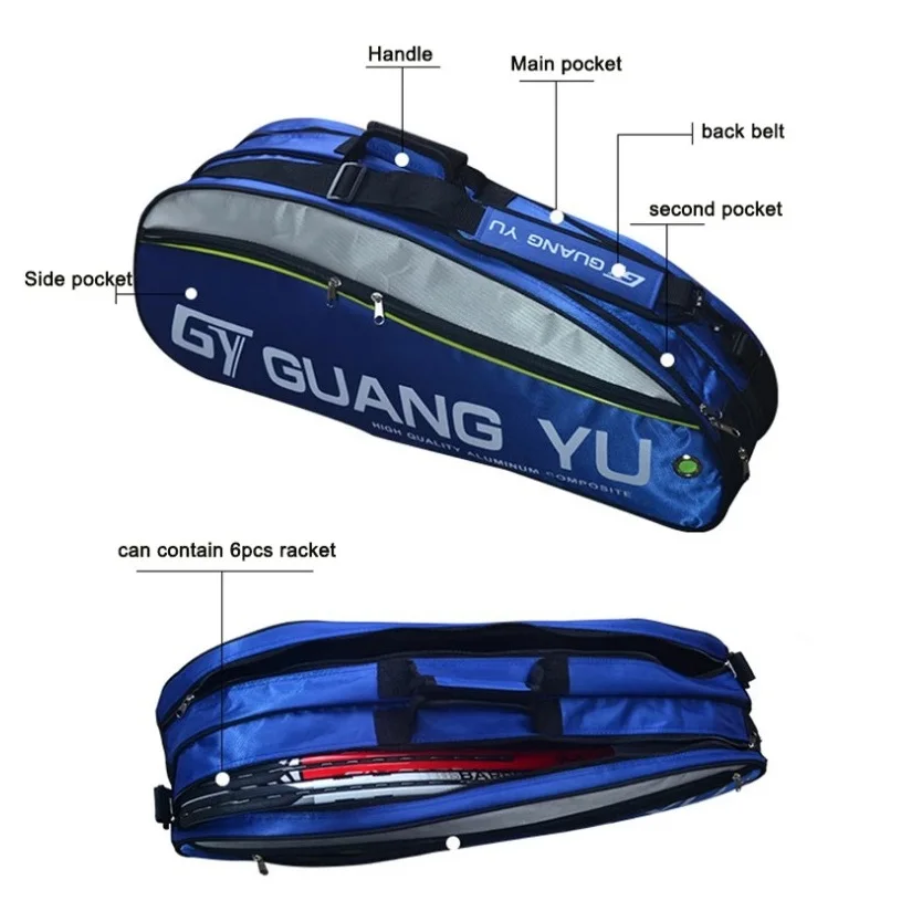 Waterproof Double-deck Sports Badminton Racquet Bag Racket Pack Training Portable Tennis Squash Badminton Racket Shoulder Bag