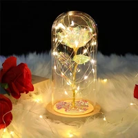mothers day flowers gifts colorful artificial flower galaxy rose with led light in glass dome mothers gifts from daughter