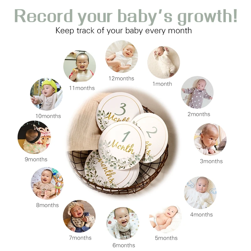 1Set Baby Milestone Cards Paper Made Water Droplets Memorial Birth Monthly Kids Commemorative Card Baby Photography Props