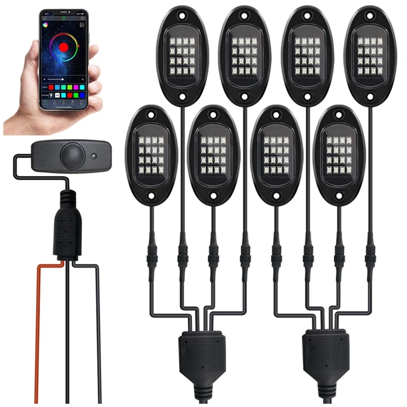 

RGB светодиодный светильник s, 16 светодисветодиодный s, неоновый светильник ing Pods, водонепроницаемый музыкальный режим, свет для Jeep, грузовика,...