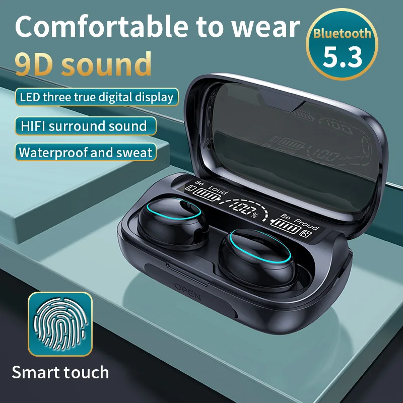 

TWS Bluetooth 5.0 Earphones 1200mAh Charging Box Wireless Headphone 9D Stereo Sports Waterproof Earbuds Headsets With Microphone