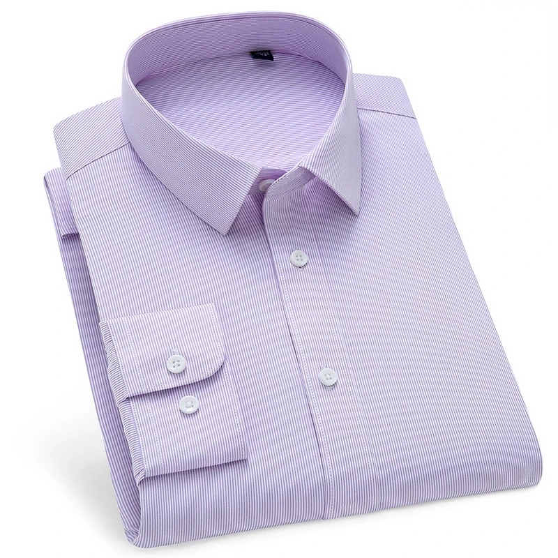 2022New Bamboo Fiber Long-sleeved Shirt Striped Men's Iron-free Business Formal Dress Business Casual Professional Tooling Shirt