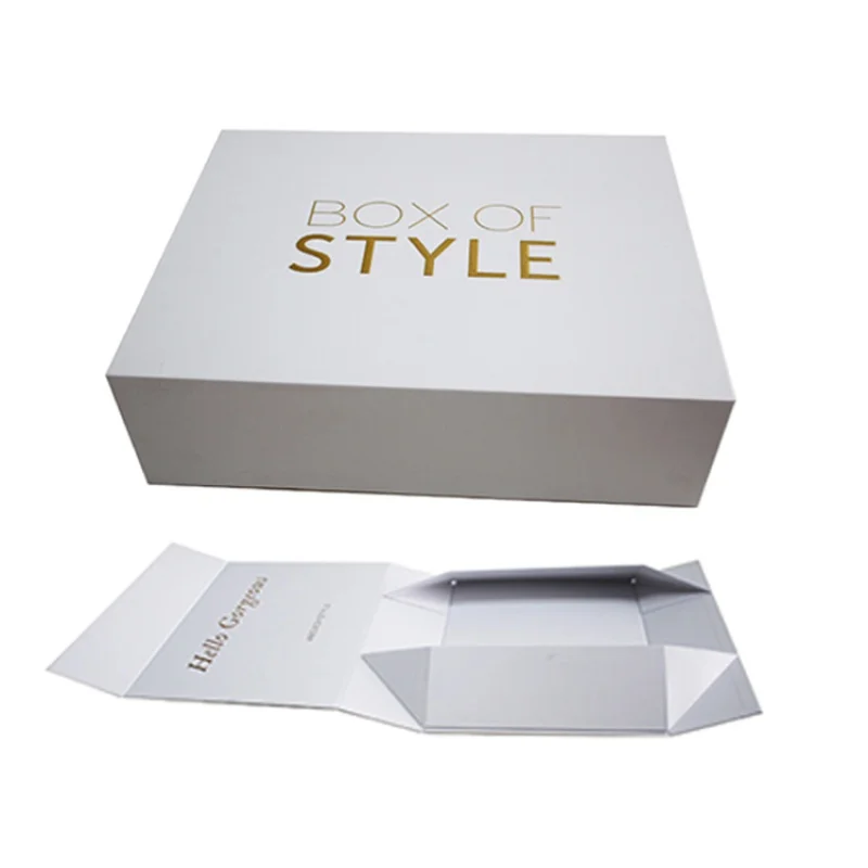 White Rigid Cardboard Packaging Magnetic Closure High End Collapsable Flat Packed Magnetic Paper Gift Box