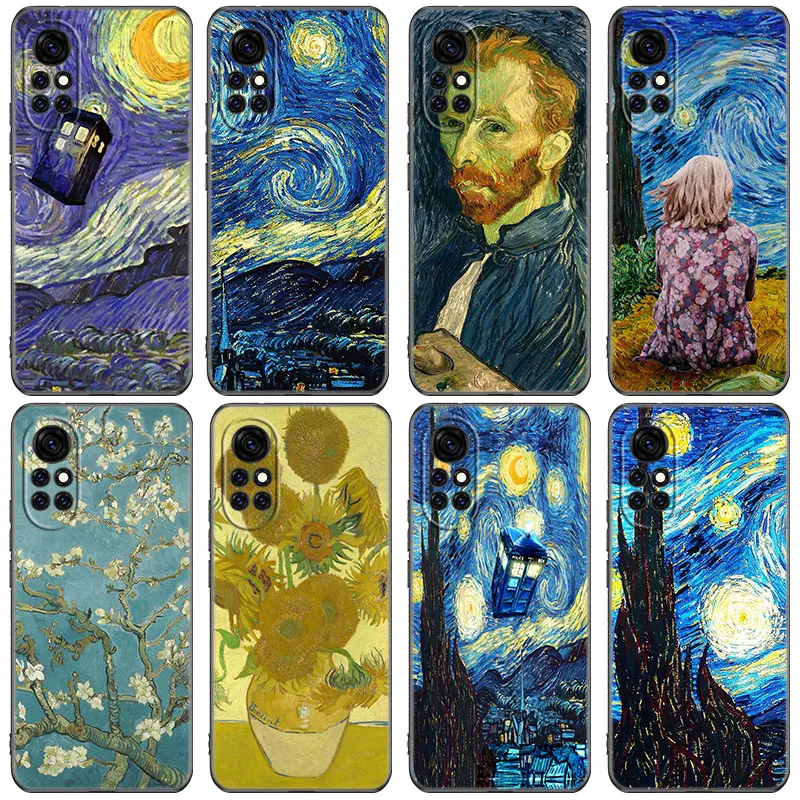 Van Gogh Starry Sky Art Phone Case For Huawei Honor 60 50 Mate 40 30 20 10 Lite Nova 9 8 Pro 7 SE Y60 30S 8i 7i 5T Premium Cover