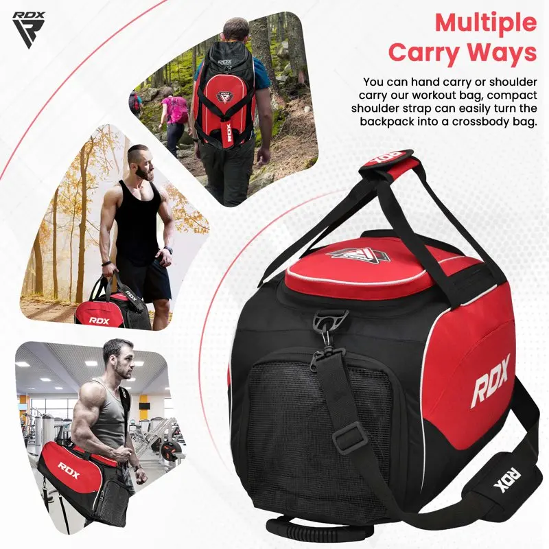 Kit Bag Gym Duffle Sports Holdall Gear MMA Fitness Exercise Equipment Backpack Hiking Luggage Shoulder Sportswear Lightweight Ru