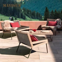 new nordic outdoor furniture rattan sofa combination living room rattan chair garden patio balcony leisure wooden chair