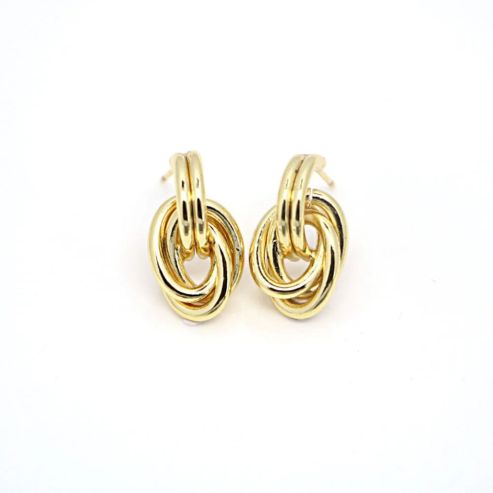

5Pairs, Metal Stud Earrings for Women Gold Color Twist Geometric Round Earrings Small Unusual Earrings Fashion Jewelry
