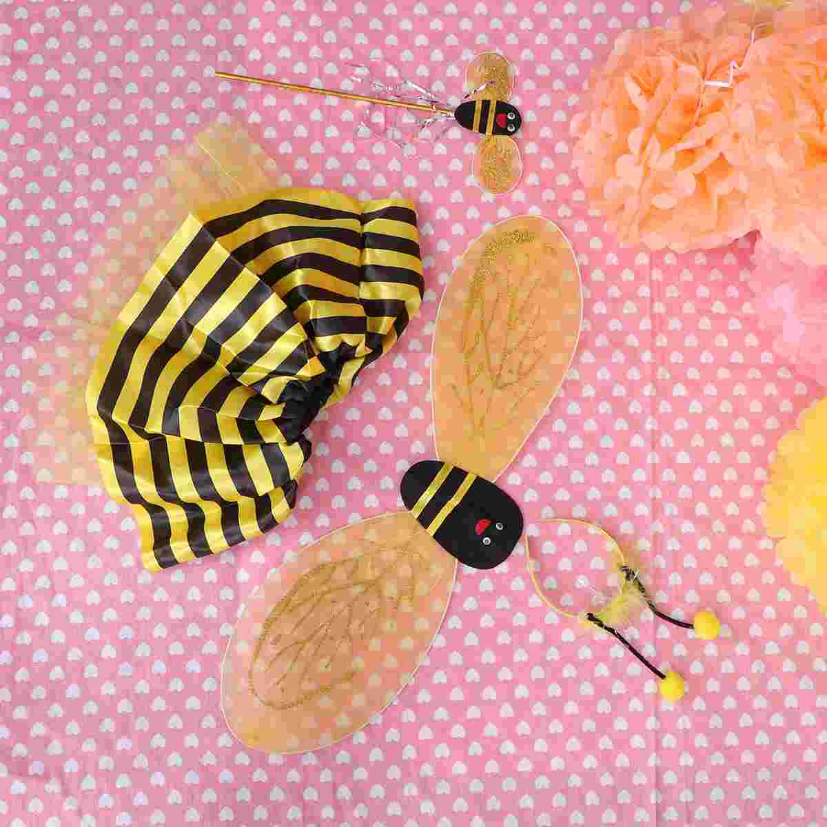 

4 Pcs Kids Cosplay Costume with Headband Wand Dress for Kids Children Boys Girls School Stage Performance (Yellow)