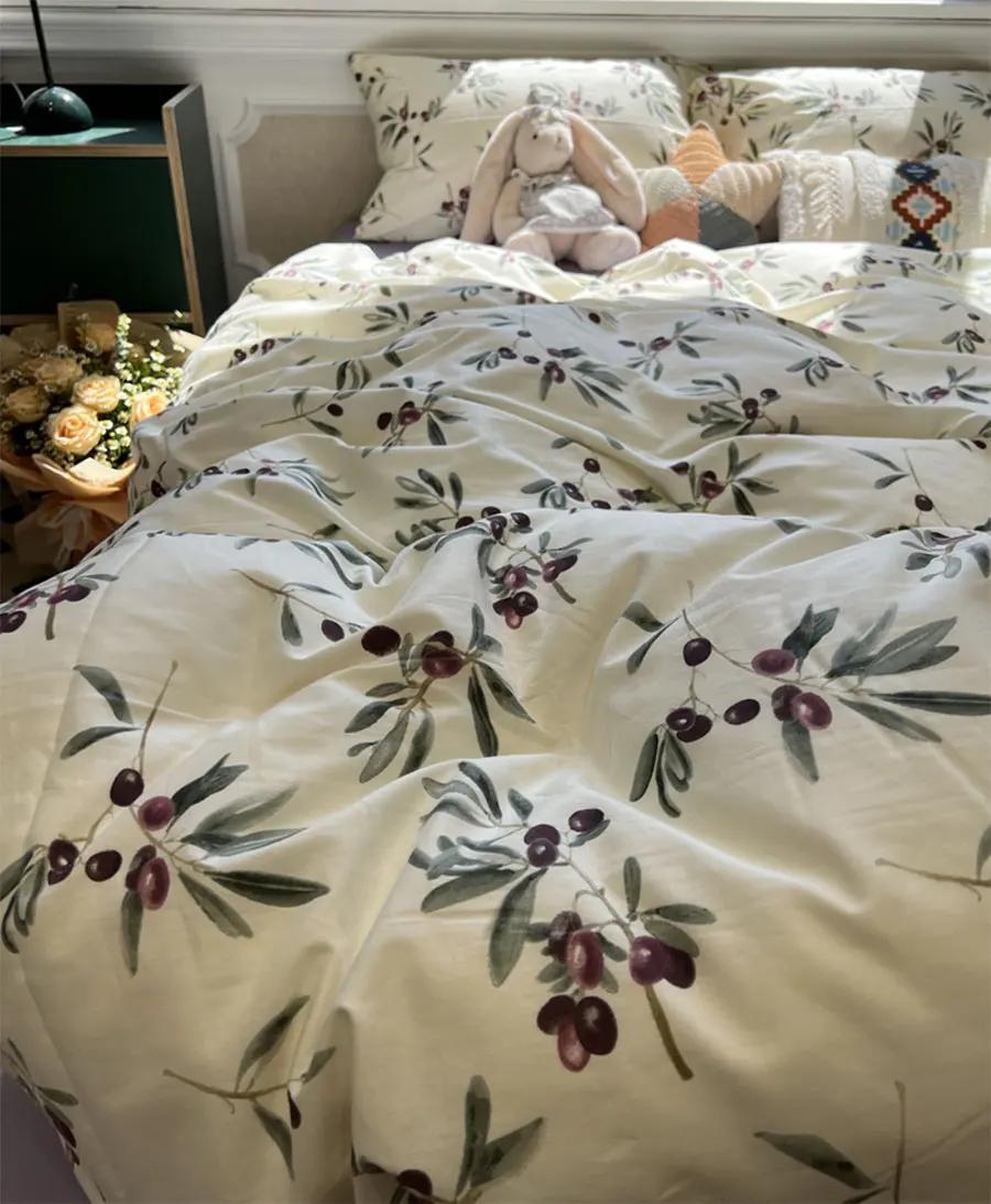 

Fashion purple prune bedding set,twin full queen trend pastoral design cotton home textile bed sheet pillow case quilt cover