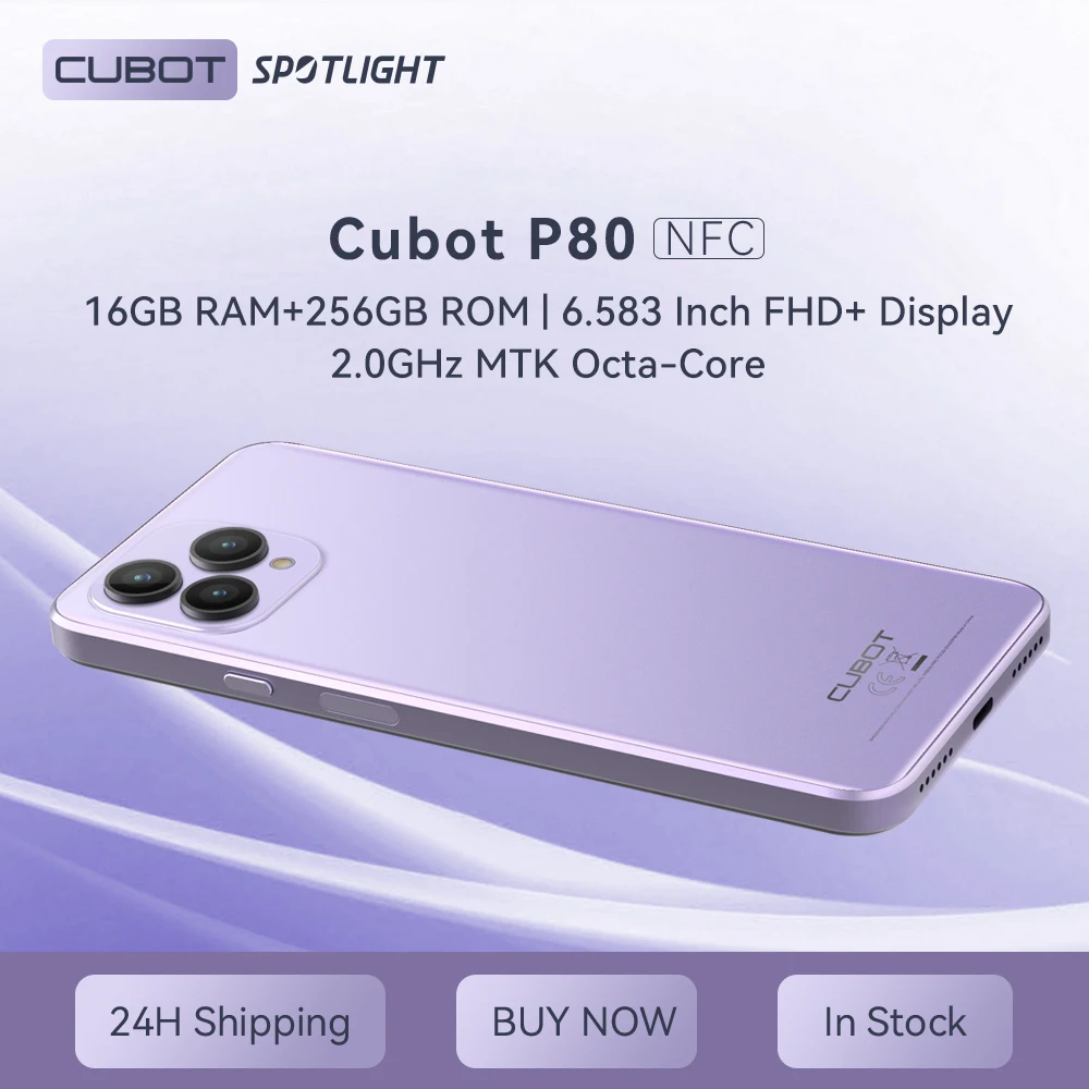 Cubot P80, 2023 New Global Version Smartphone, 8GB RAM, 256GB ROM, NFC, 6.583 Inch FHD+ Screen, 48MP+24MP, Android 13, 5200mAh