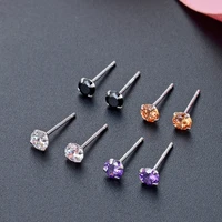 trendy women earrings 925 silver jewelry accessories round 4mm zircon gemstone stud earrings for wedding party promise gifts