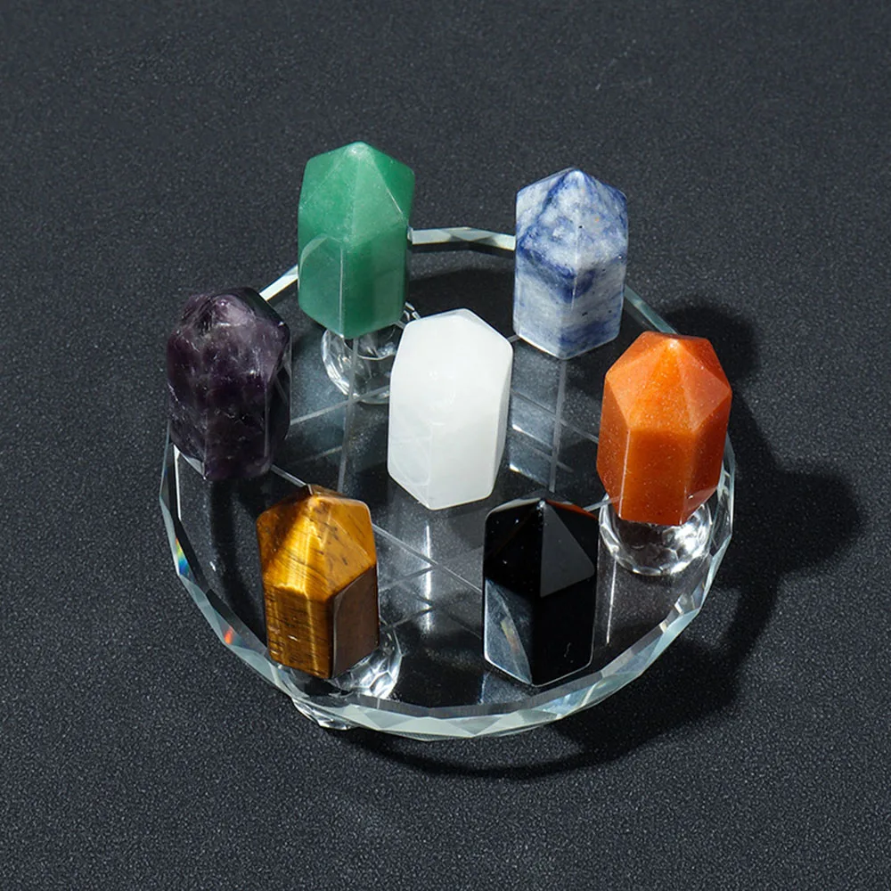 

7 чакр, палочка, естественное исцеление, Кристальные точки, полированные гранулированные драгоценные камни для медитации рейки Energy