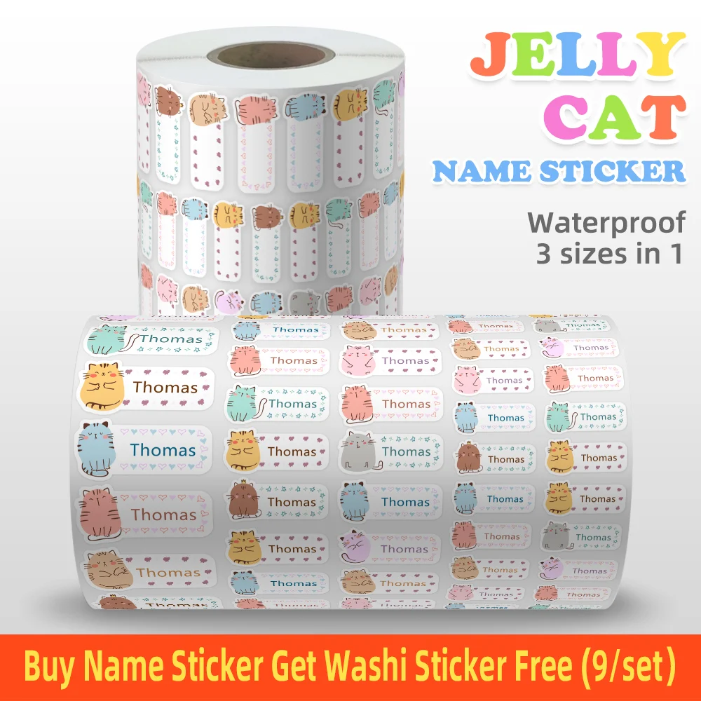 

Custom Waterproof Iron on Name Sticker for Kids School Clothes Personalized Clothing Tags Transparent Label Child Washi Sticker