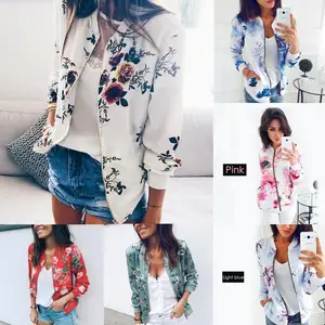 Куртка женская с цветочным принтом, на молнии, в стиле ретро, осенне-летняя, с длинным рукавом, размера плюс