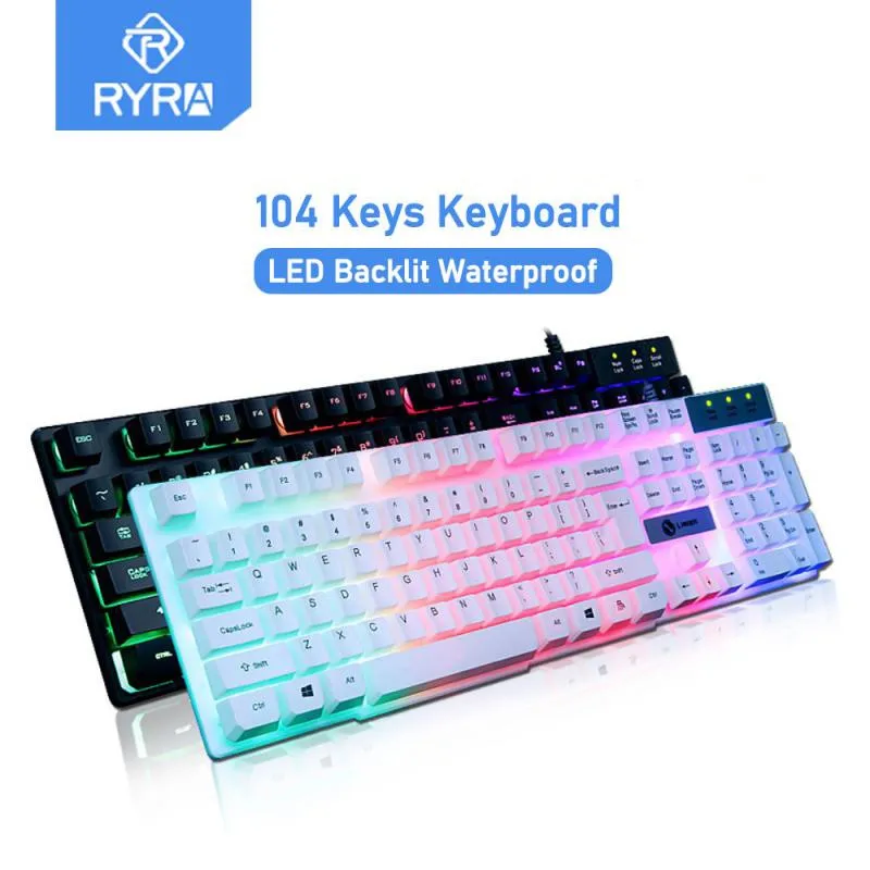 

RYRA 104 Key Membrane Keyboard With Dazzle Backlit Waterproof Ergonomics Gamer Keyboards For PC Computer Laptop Electronic Gamer