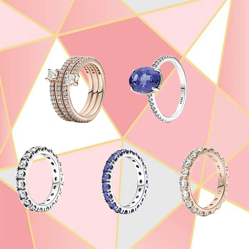 

2021 Winter New Fashion 100% S925 Sterling Silver Zircon Ring Series, Exquisite Temperament Female Party Jewelry Gift