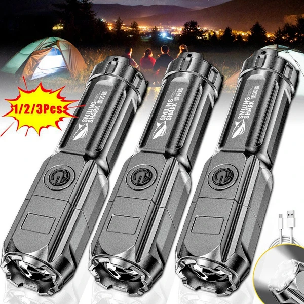 

Powerful LED Flashlight 100000 Lumen Tactical Flashlights Rechargeable USB 18650 Waterproof Zoom Fishing Hunting LED Flashlight