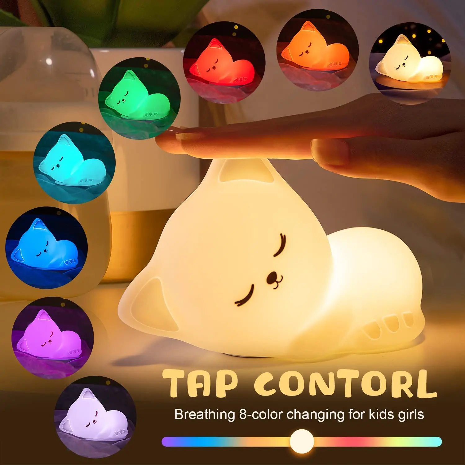 Ночсветильник с милым кроликом для детей силиконовый портативный детский