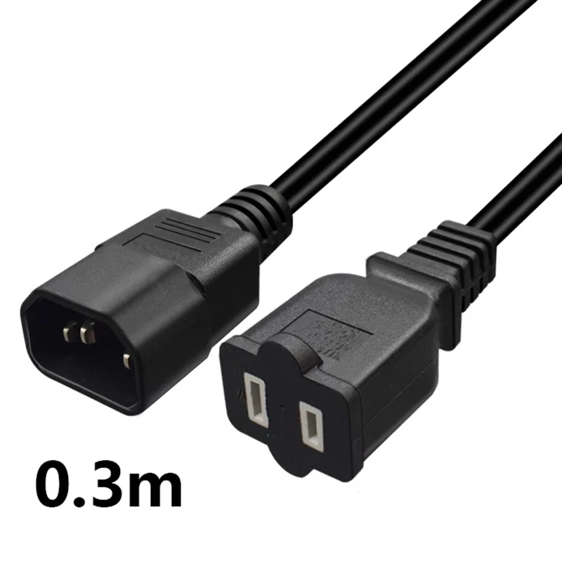 

Кабель IEC 320 C14 с вилкой к США, 2-контактный удлинитель питания переменного тока, адаптер для компьютера, монитора, 0,3 м