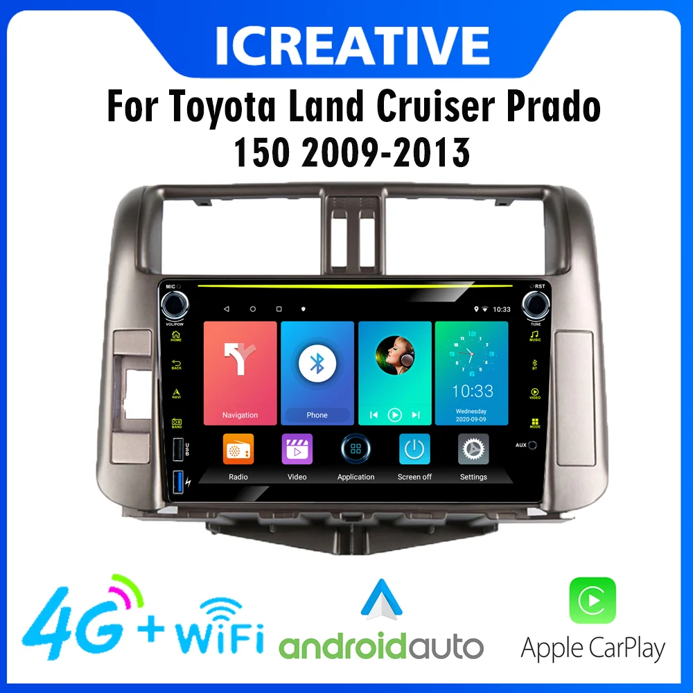 

For Toyota LAND CRUISER PRADO J150 2009-2013 Android Car Radio 4G Carplay 2 Din Car Multimedia GPS Navigation WIFI FM