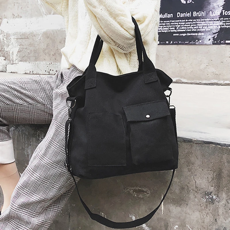 

Вместительная Холщовая Сумка-тоут для женщин, модная повседневная Рабочая Сумочка на плечо, Женский саквояж кросс-боди с верхней ручкой