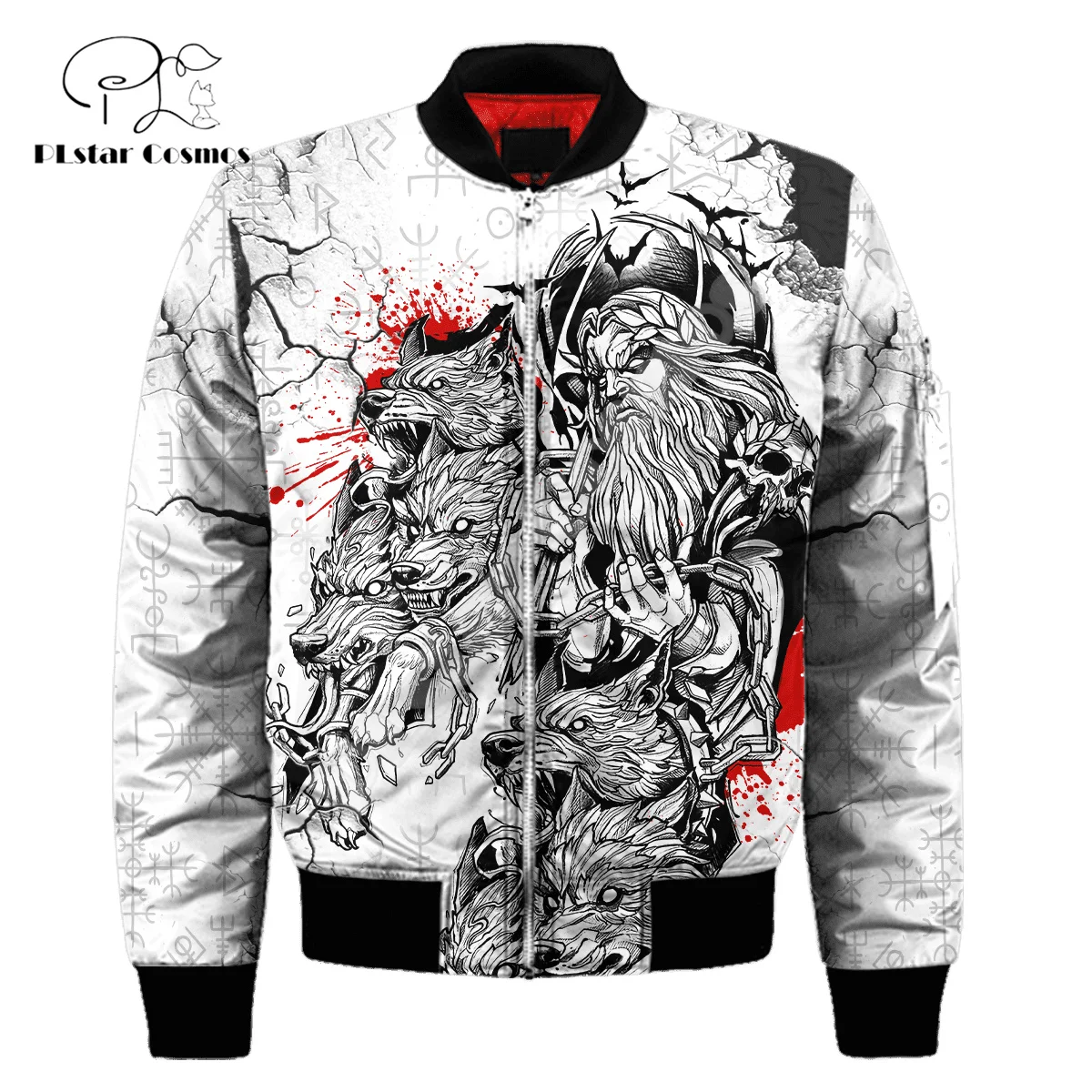 Новая модная зимняя теплая ветровка с рисунком воина Odin Fenrir Wolf Tattoo в