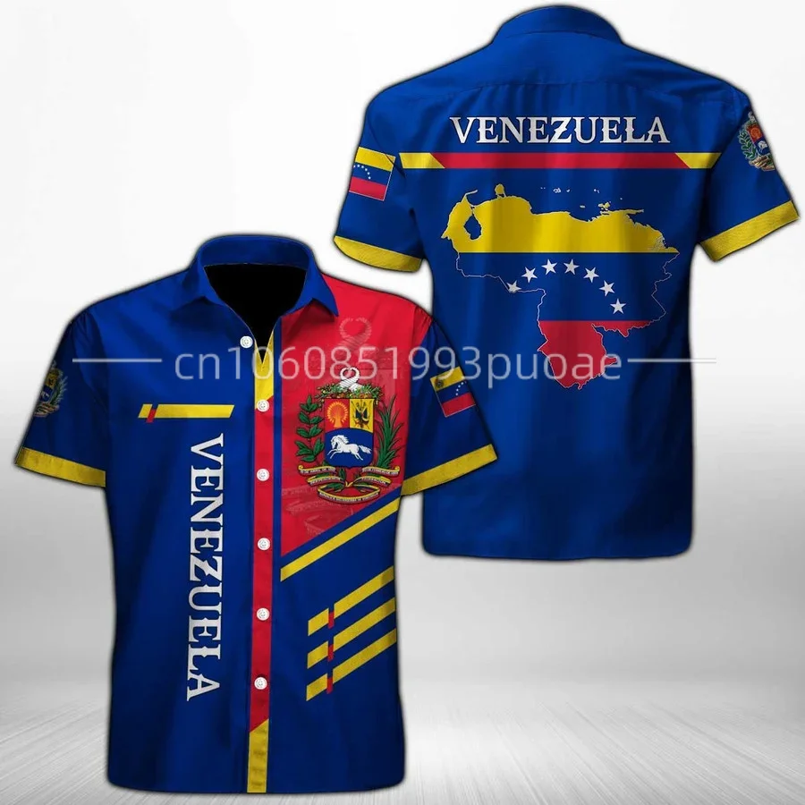 

2023 New Venezuela Hawaii Shirt Flag of Venezuela 3D Printing Casual Fashion Beach Short Sleeve Shirt Men's Children's Shirt