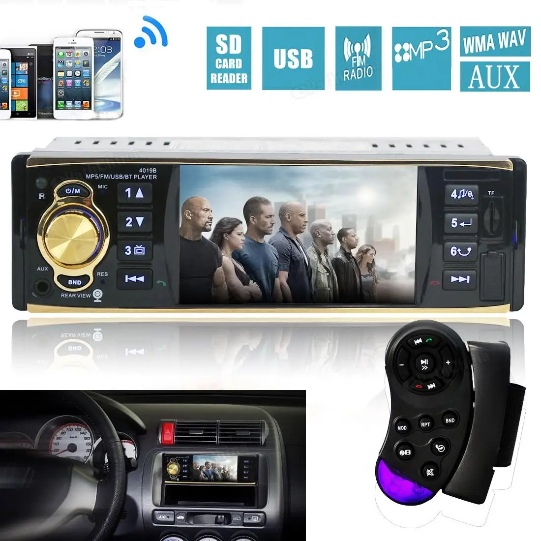 

Автомагнитола 4,1 дюйма, стерео, FM, Aux-вход, приемник, SD, USB, 12 В, In-dash, 1 din, автомобильный мультимедийный проигрыватель, MP3, MP4, USB