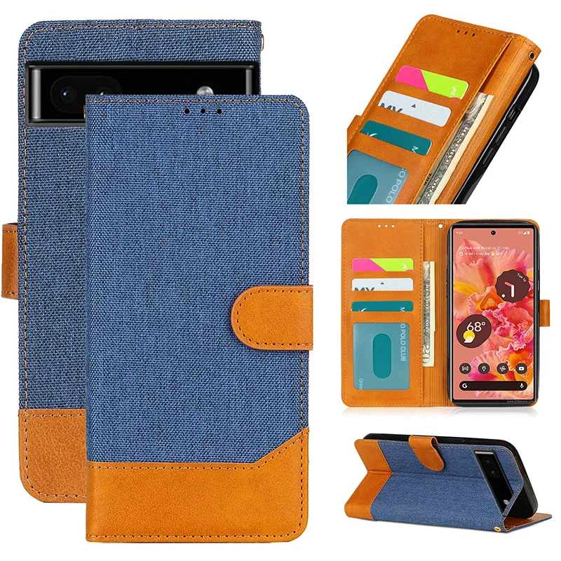 

Splicing Flip Card Magnetic Leather Phone Case for Google Pixel 7 6 6A Pro 5A 5G Case Cover