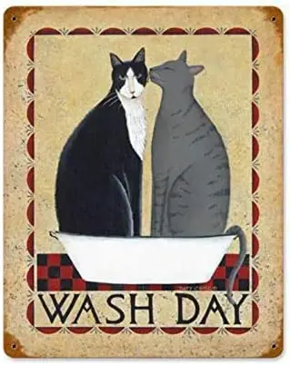 

Стирать кошек в дневное время. Оловянная вывеска винтажная железная живопись металлическая пластина оригинальная новинка кошка винтажный ...