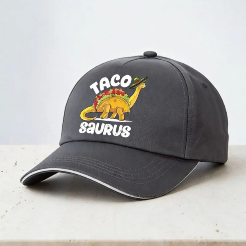 Фото Бейсболка Taco Saurus с мультяшным принтом, креативная кепка Taco Cinco De Mayo, мужская кепка с динозавром-тако, регулируемый козырек, кепка-снепбэк для взрослых №1