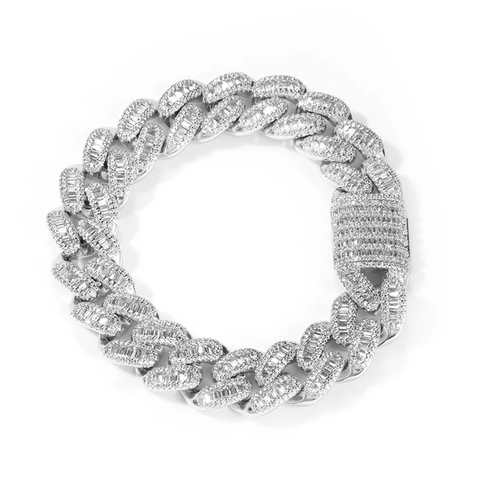 

15mm Zircon Miami Cuban Bracelet Iced Out Cubic Zirconia Charm Hip Hop Jewelry Gold Silver Color Bracelets for Men Women