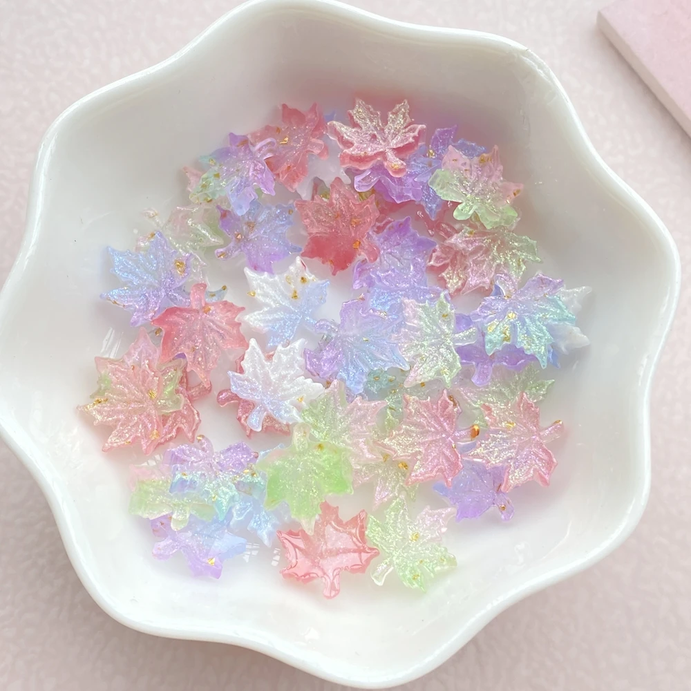 50 шт. милые мини красочные кленовые листья дизайн ногтей полимерные дизайнерские