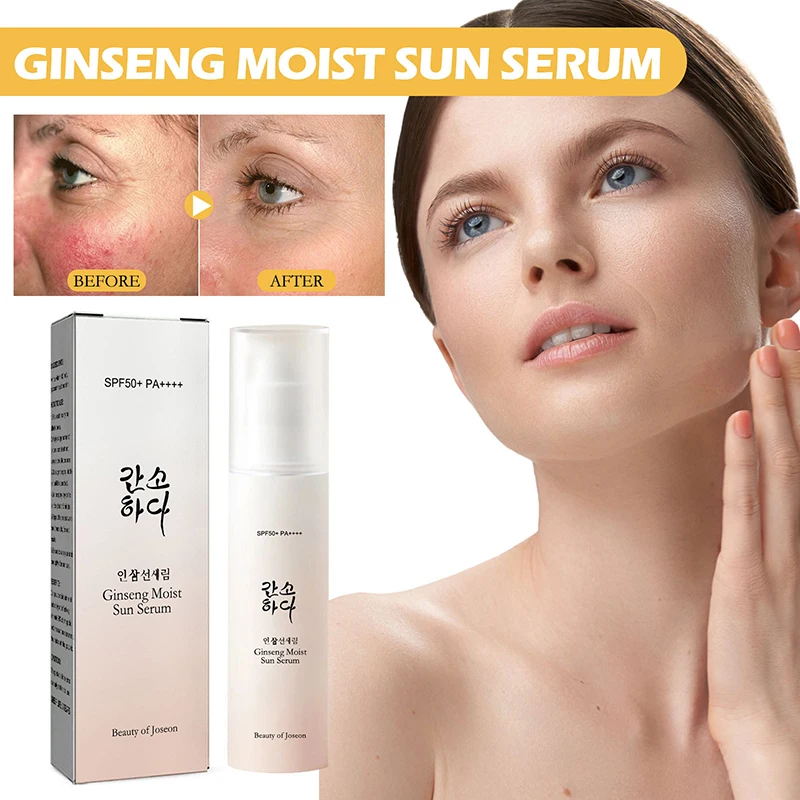 

Sunscreen Moisturizing Essence Ginseng Vitamin E Olive Oil Spf50+ Pa++++ Repair Skin Facial Body Sunscreen Whitening 50ml