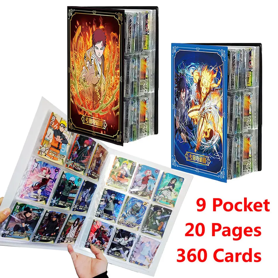 9 Pocket Holds 360PCS Anime Naruto Album Cards Book Uzumaki Gaara Map Folder Holder Loaded List Game Card Collection Kids Toys