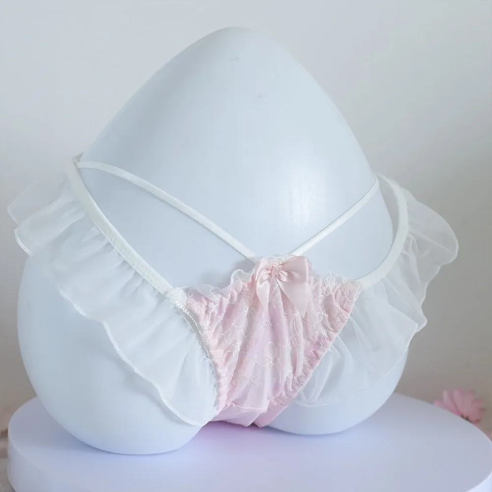 Цветочные сетчатые прозрачные брифы с оборками женское кружевное Сетчатое