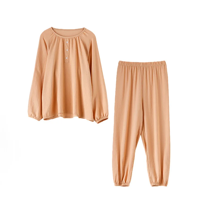 Spring Pajamas Set for Women Comfort Breathable Long Sleeve Trouser Pants Pyjama Sets Simple Ladies Home Wear Clothing Sleepwear